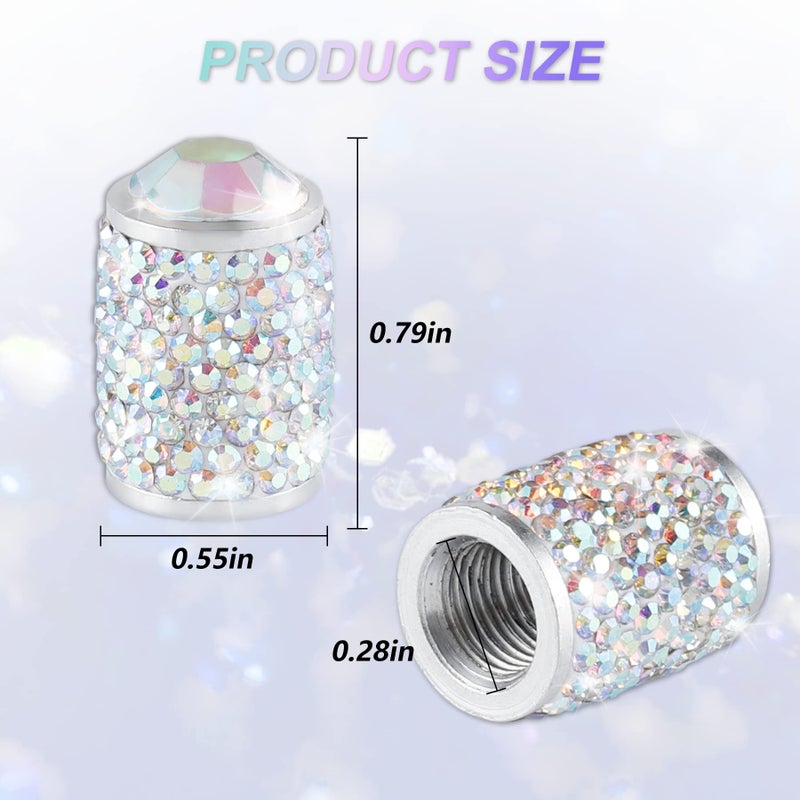 alpmosn Car Wheel Tire Valve Caps  4 PCS Bling Tire Valve Caps  Crystal Tire Caps Shinny Rhinestone for Women  Universal Car Dustproof Tire Valve Caps for Cars  Trucks  SUV and Motorcycles (AB) - Image 2